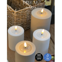 LED-Stumpenkerze Outdoor|Deluxe Homeart| weiß 12,5 cm