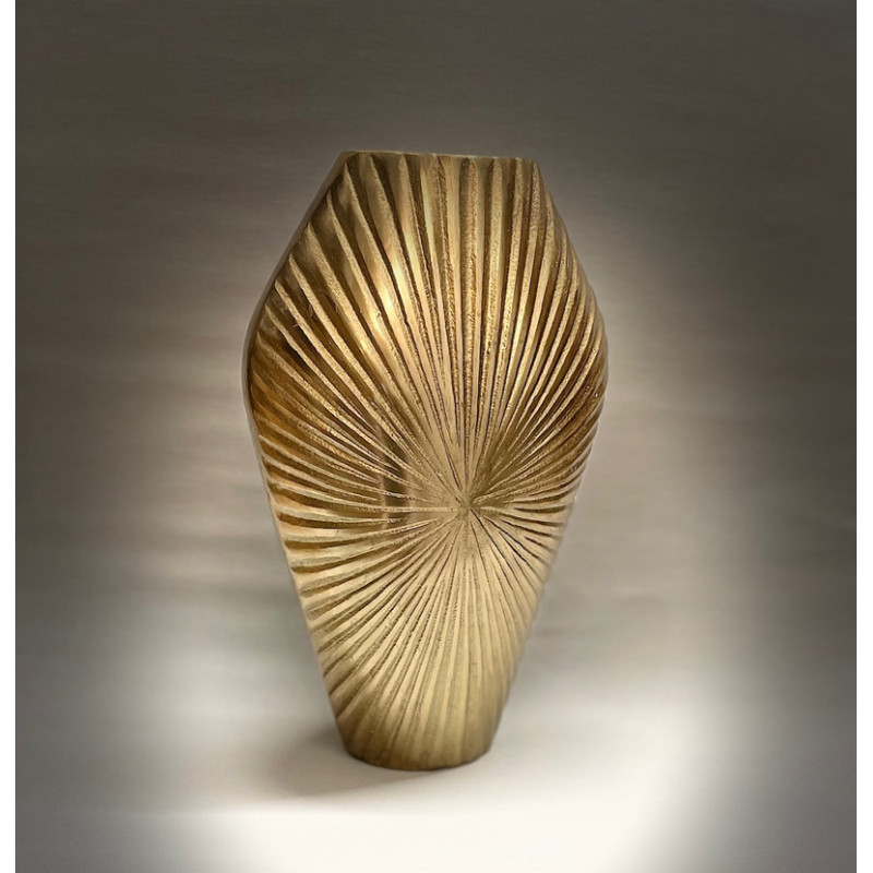 Edle Design-Vase gold mit Streifenoptik