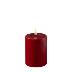 Echtwachs-LED-Stumpenkerze |Deluxe Homeart| Bordeaux-rot 12,5cm