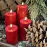 Echtwachs-LED-Stumpenkerze |Deluxe Homeart| Bordeaux-rot 12,5cm