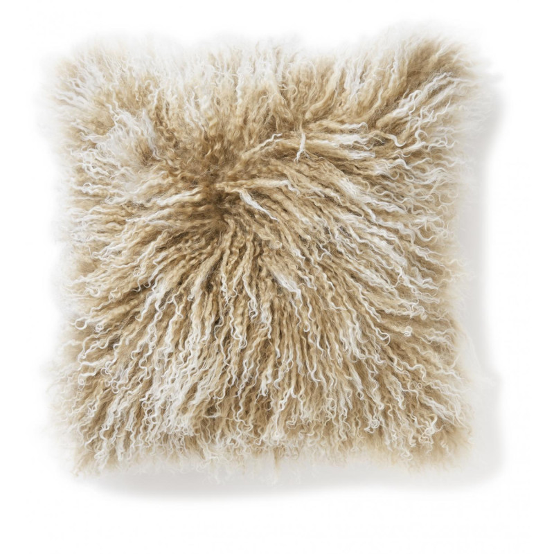 Dekokissen Shansi Tibet-Lammfell beige Snowtop 40x40cm