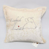 Zierkissen Chenillesamt bestickt "Einfach Liab" Kuh 45x45 | Creme-beige