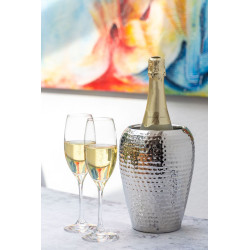 Flaschenkühler / Vase doppelwandig gehämmert|Edelstahl