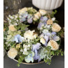 Blütenkranz creme-bleu |Handgefertigtes Unikat| 35 cm