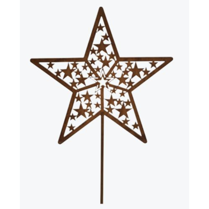 Edelrost Garten-/Topfstecker Stern filigran modern